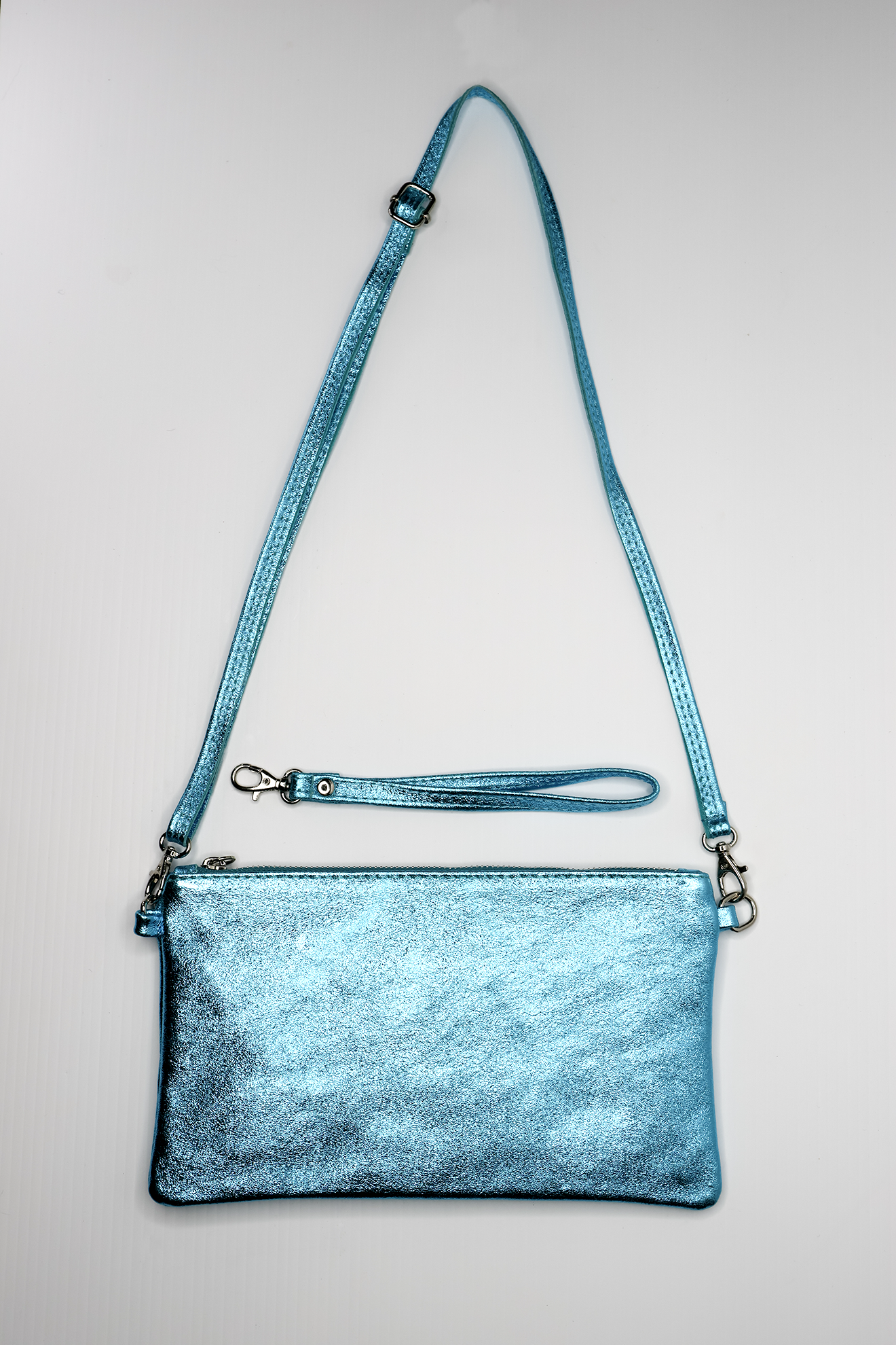 Metallic Baby Blue Clutch