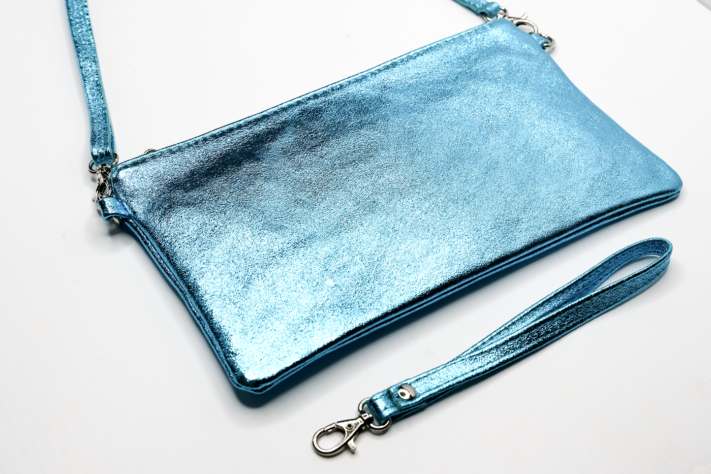 Metallic Baby Blue Clutch