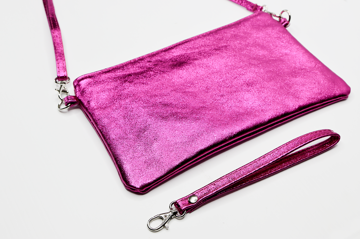 Metallic Hot Pink clutch