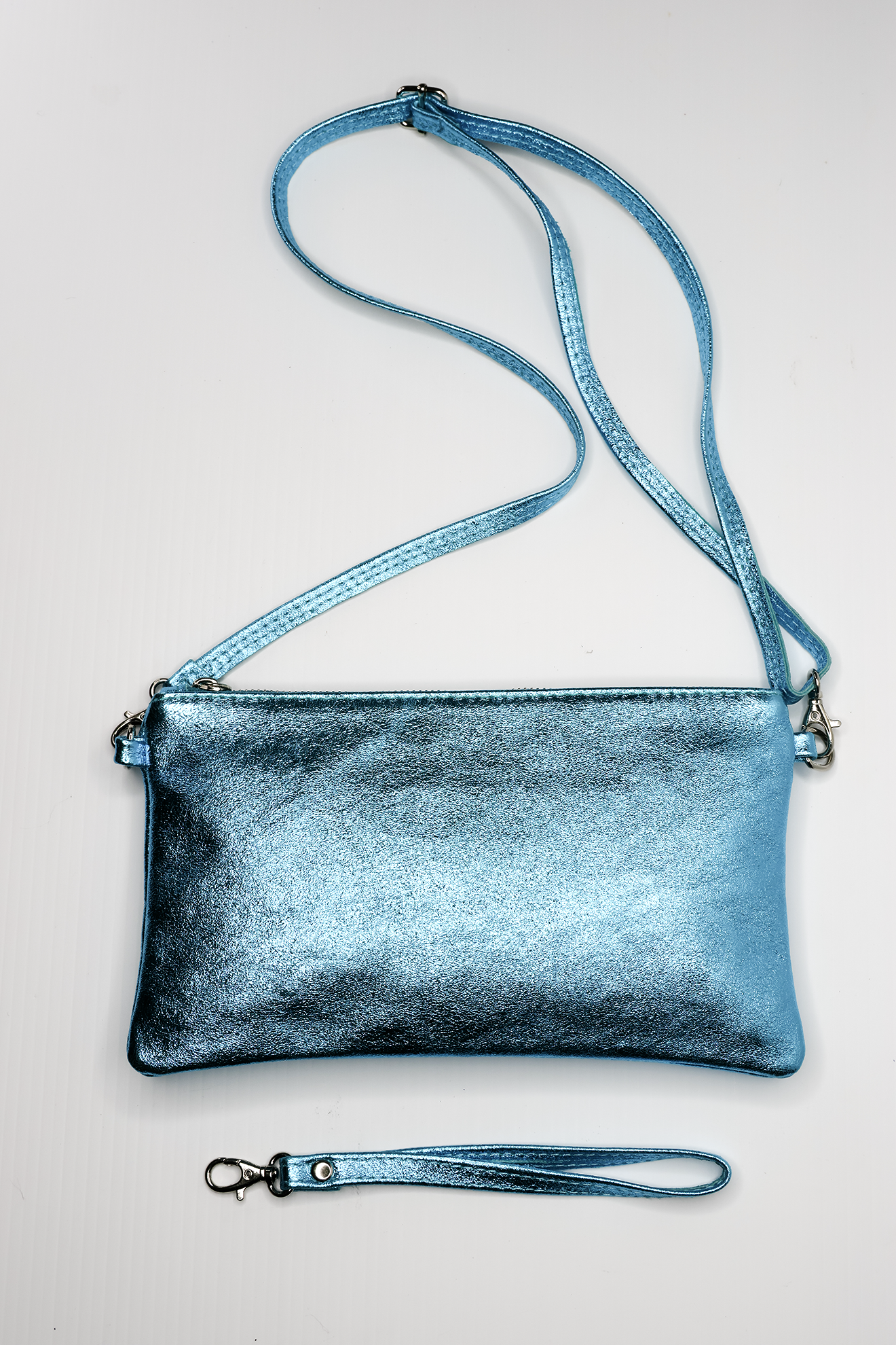 Metallic Baby Blue Clutch