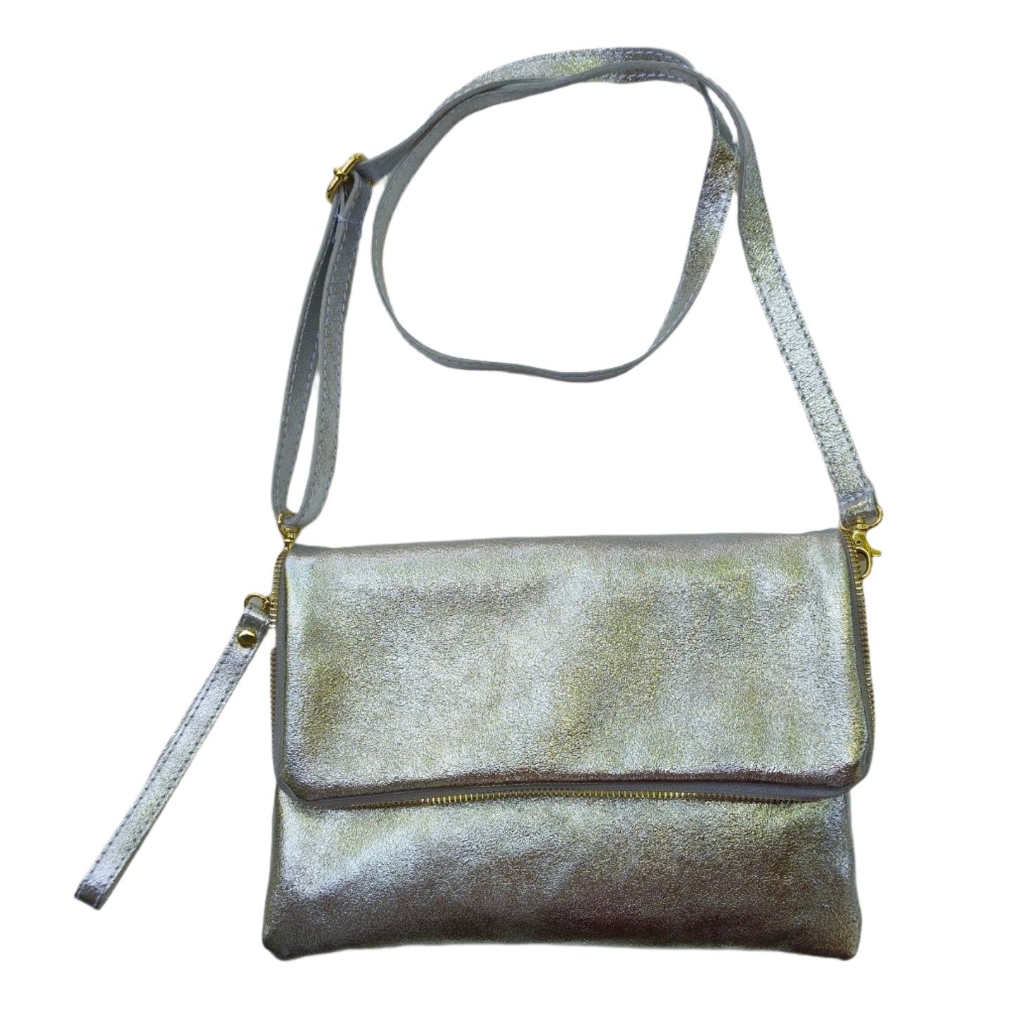 Silver Leather Folded Bag