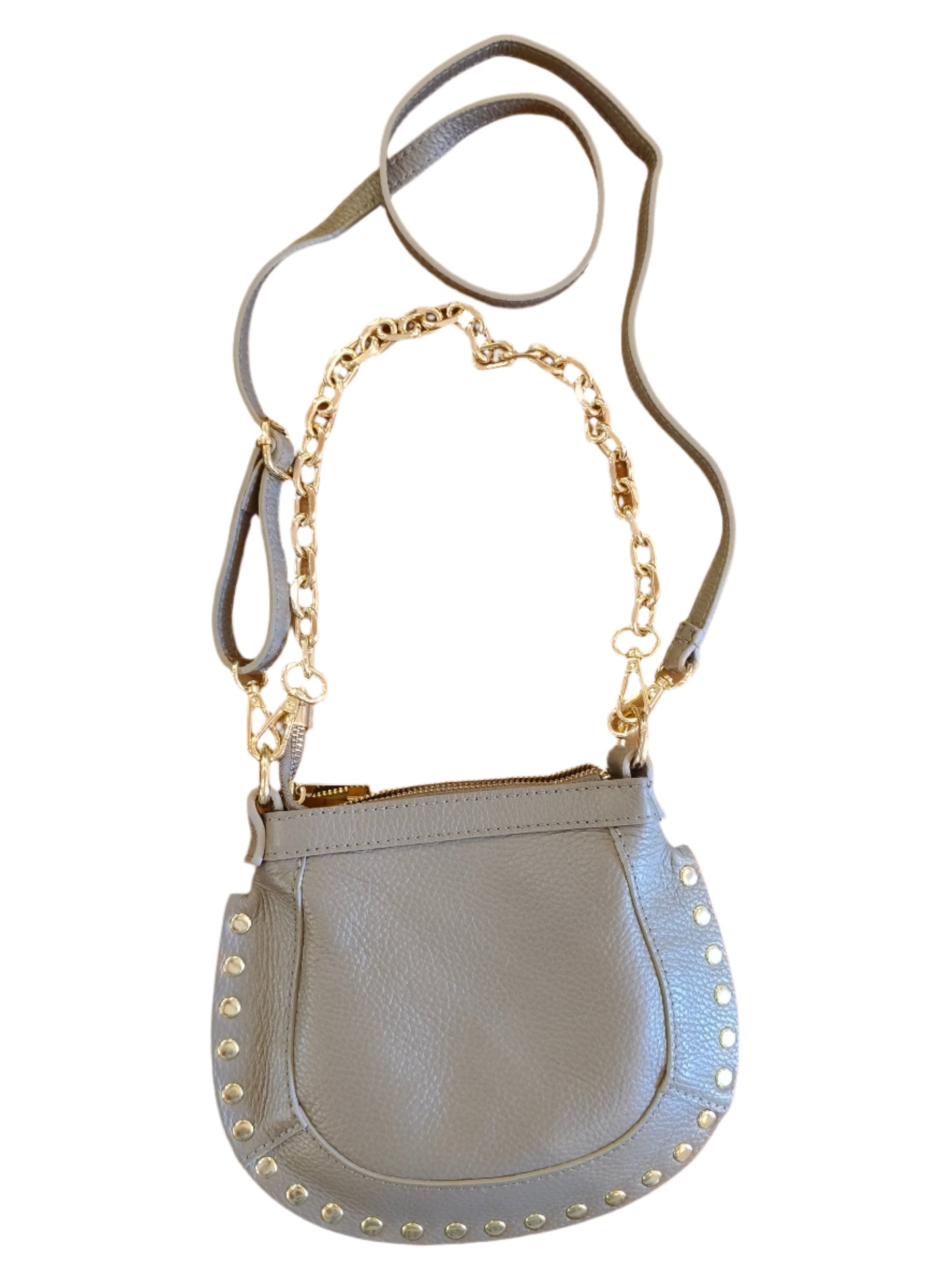 Sand Leather studded cross body bag