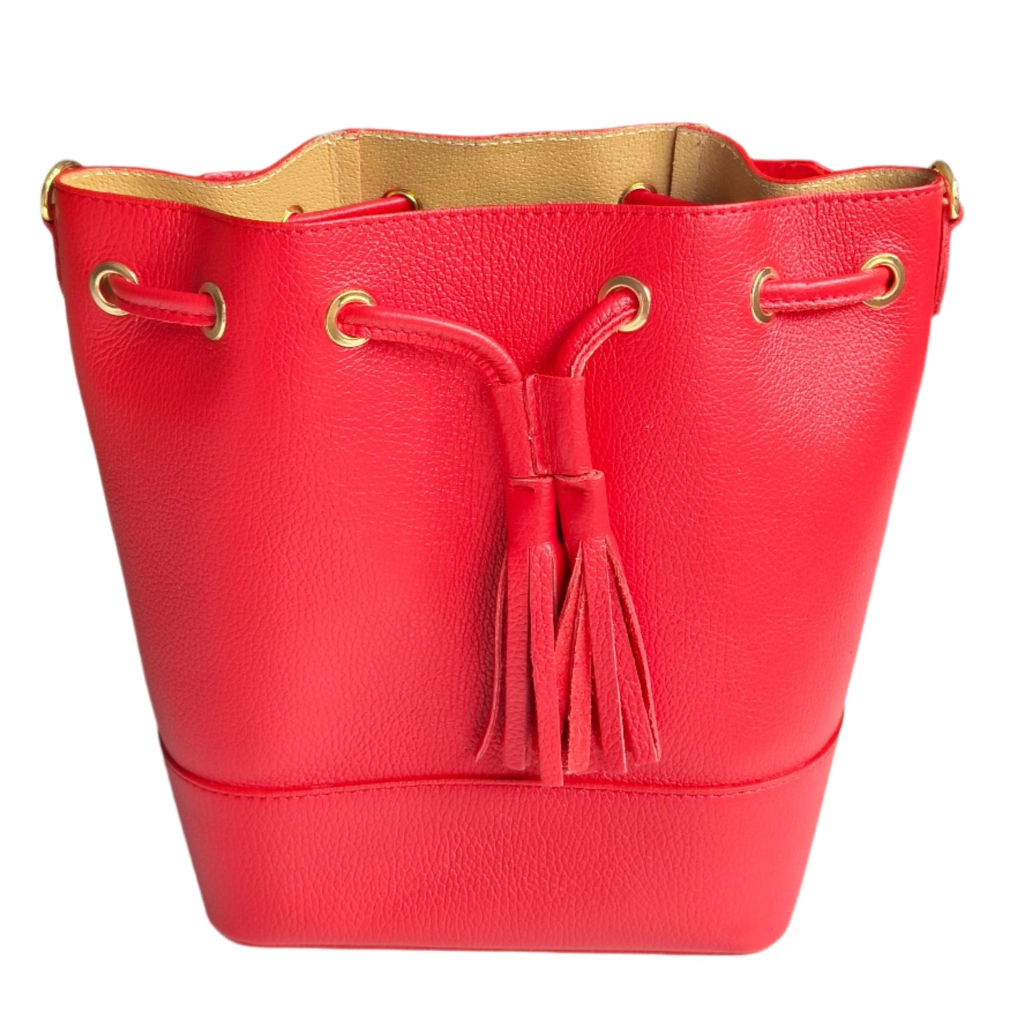 Red Leather Bucket Bag