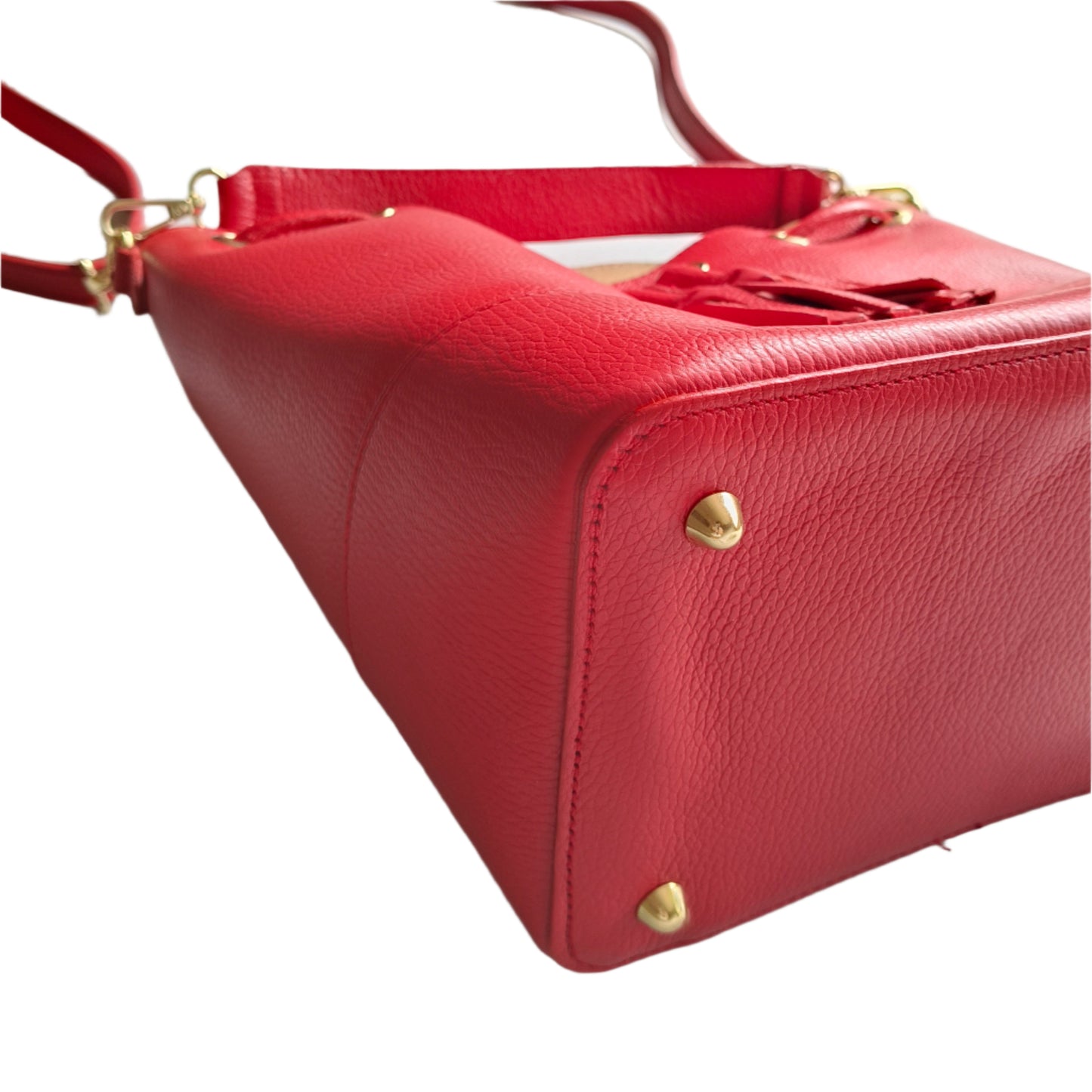Red Leather Bucket Bag