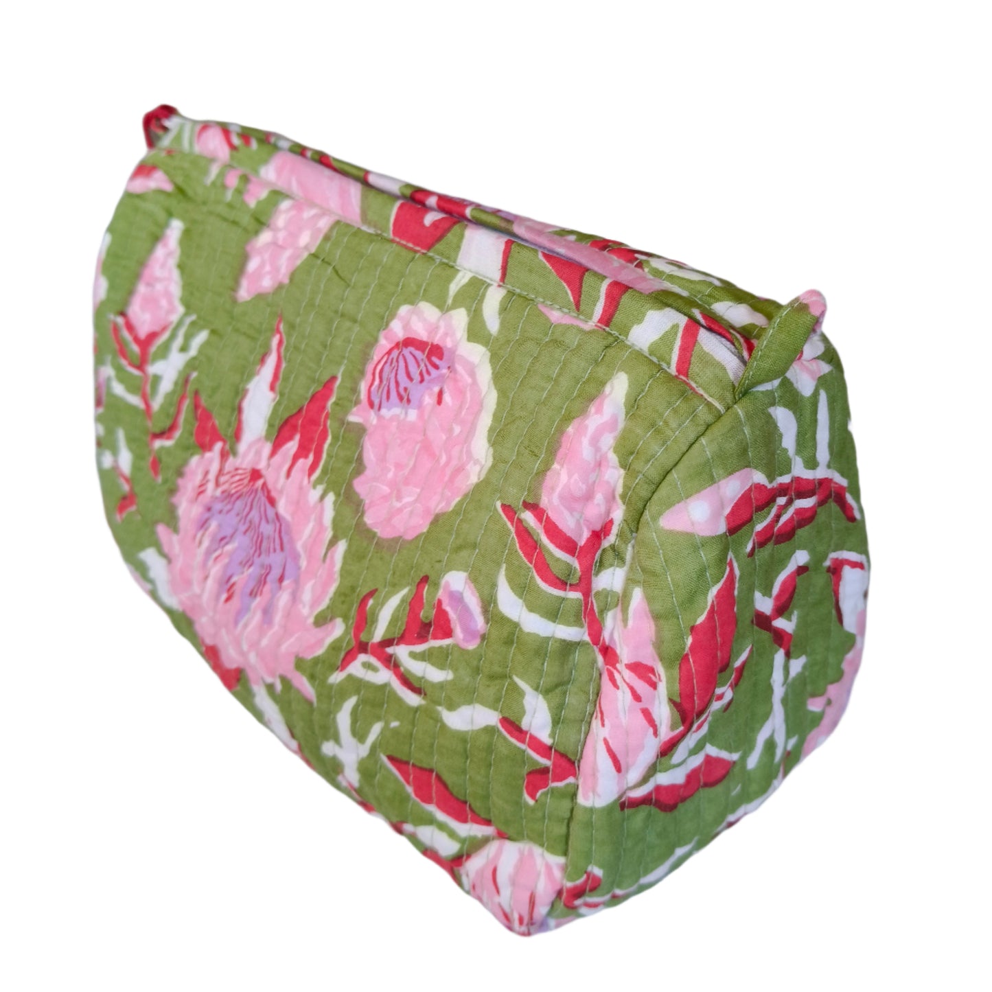 Kantha waterproof cosmetic bag -Green-