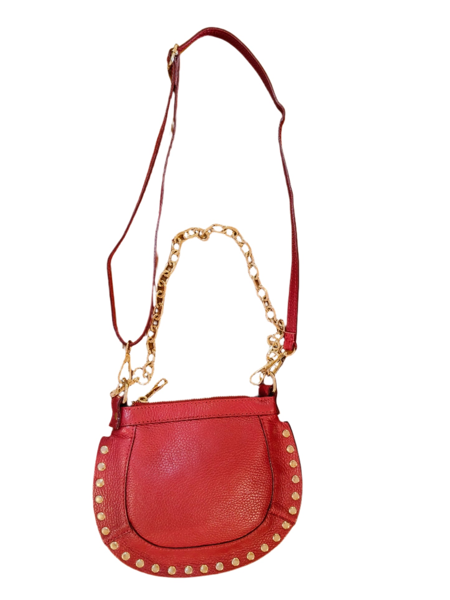 Red Leather studded cross body bag