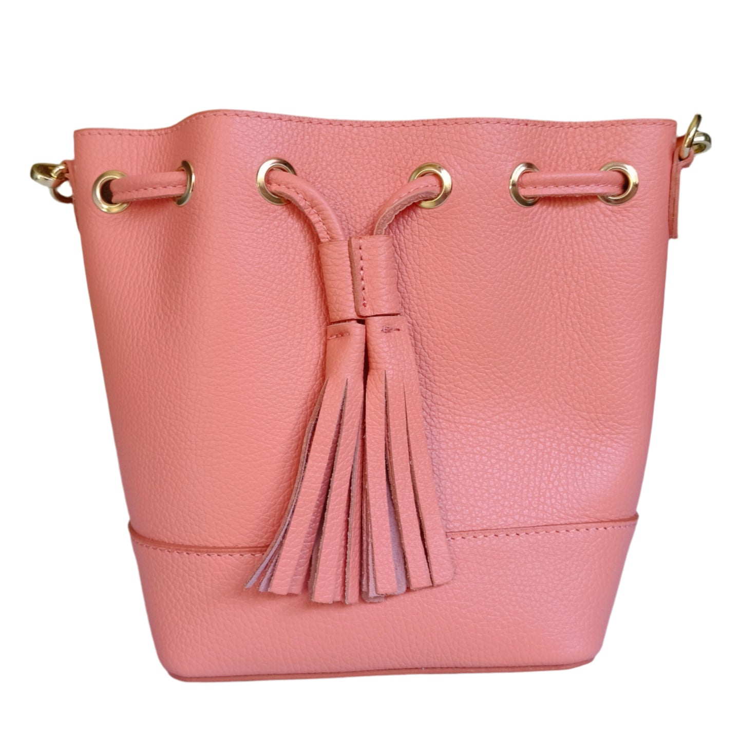 Tangerine Leather Bucket Bag -Small-
