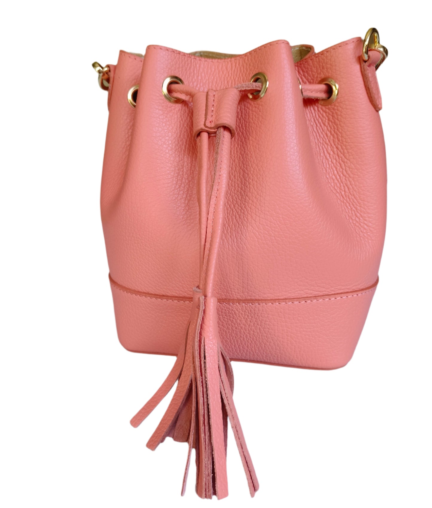 Tangerine Leather Bucket Bag -Small-