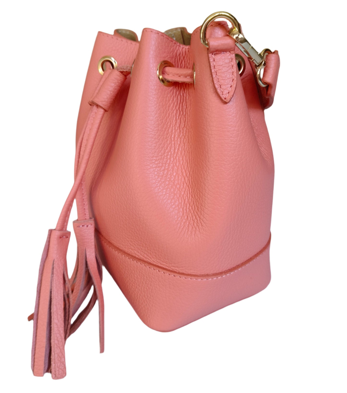 Tangerine Leather Bucket Bag -Small-