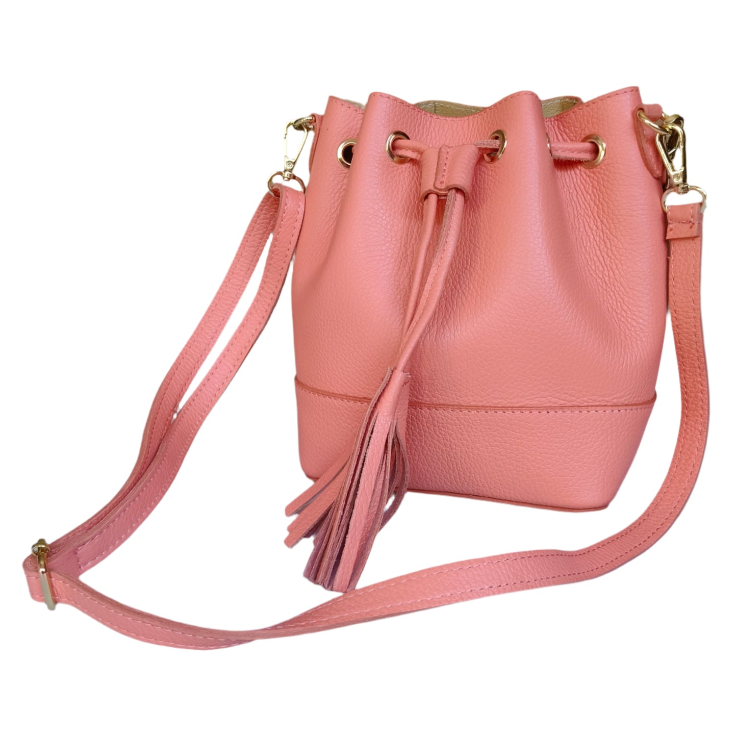 Tangerine Leather Bucket Bag -Small-