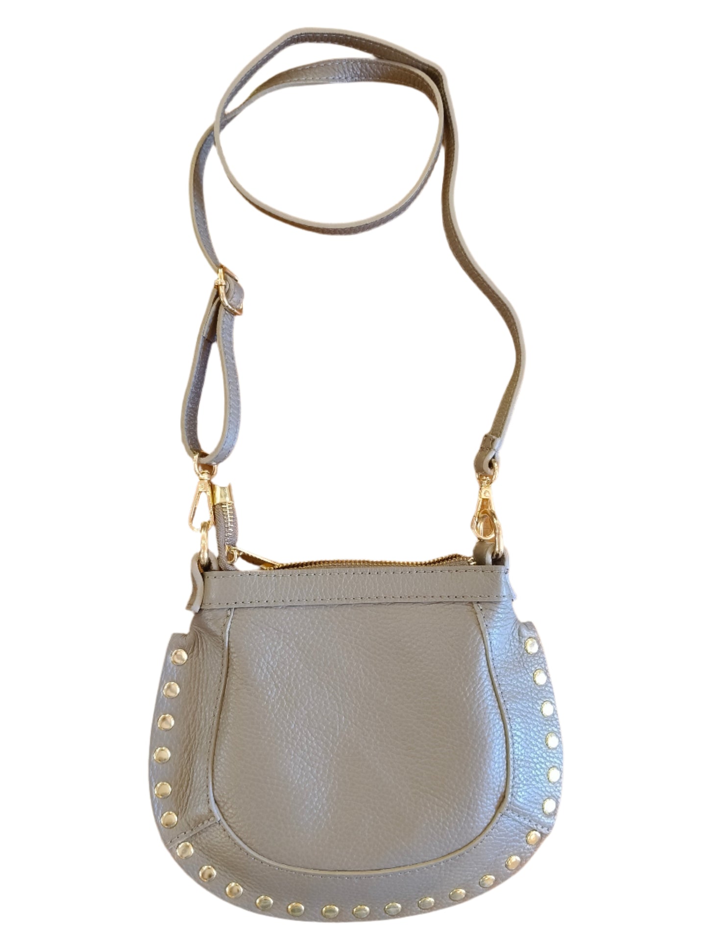 Sand Leather studded cross body bag