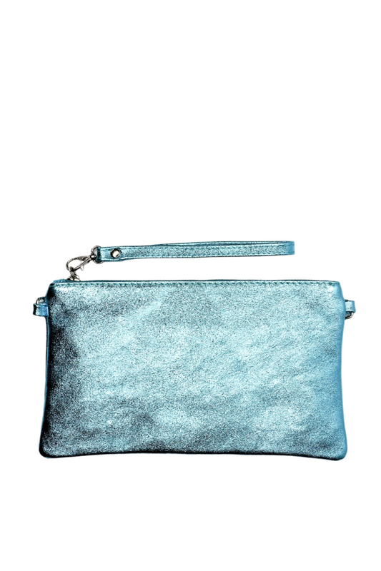 Metallic Baby Blue Clutch