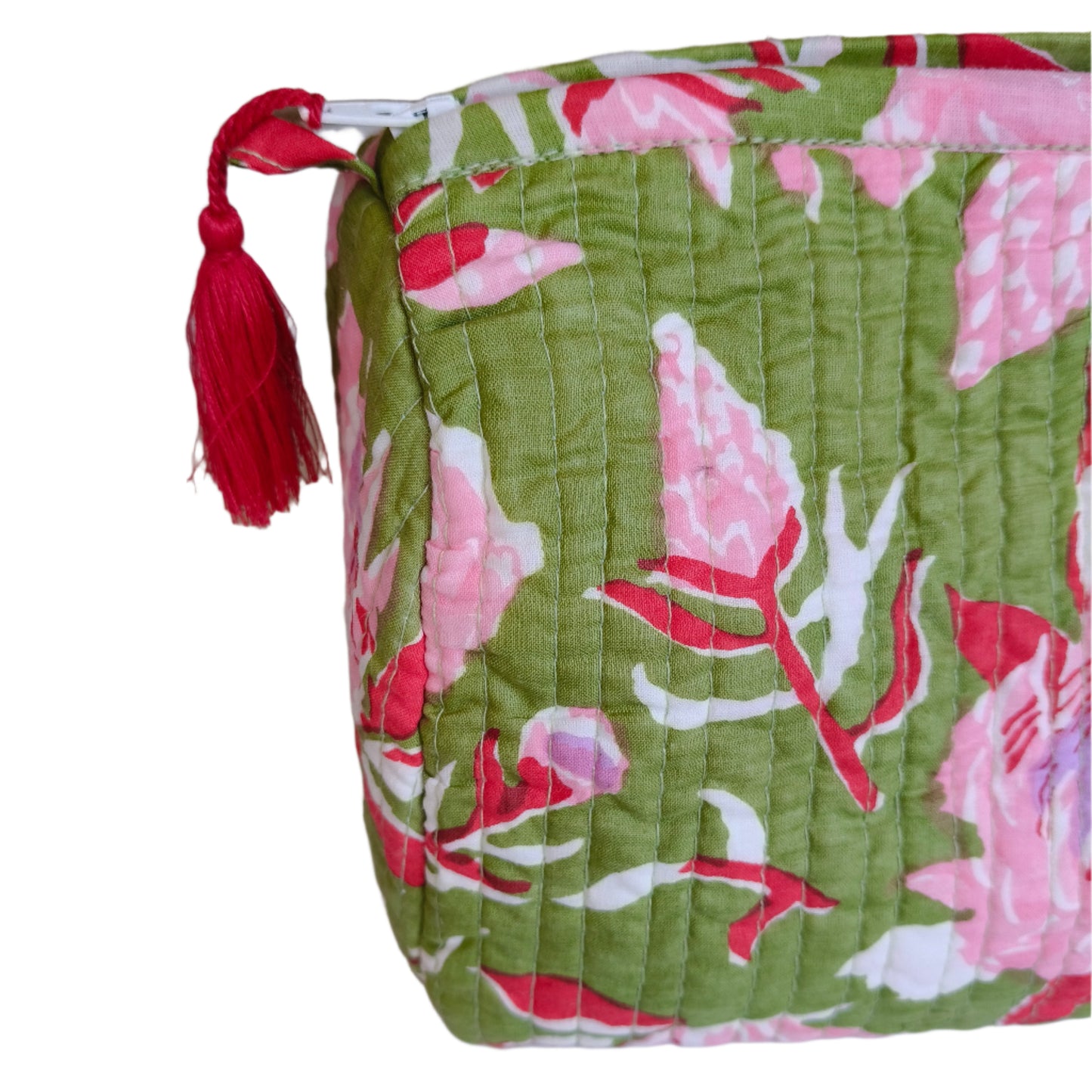 Kantha waterproof cosmetic bag -Green-