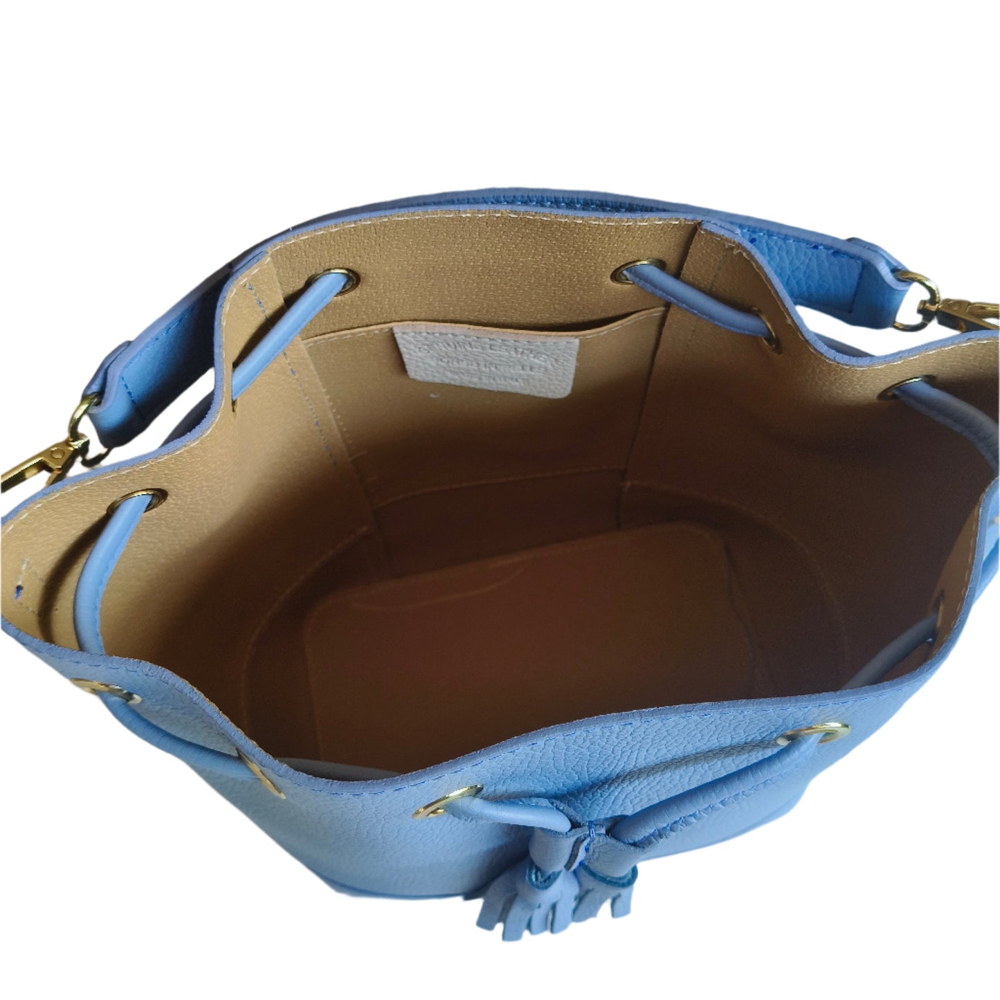 Baby Blue Leather Bucket Bag -Small-