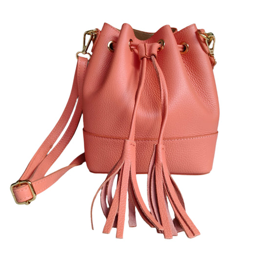Tangerine Leather Bucket Bag -Small-