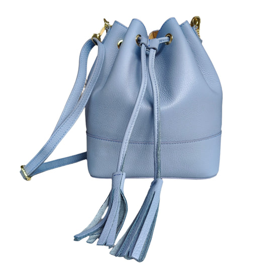 Baby Blue Leather Bucket Bag