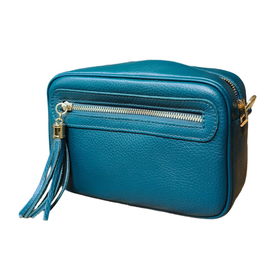 Dark teal soap box leather bag