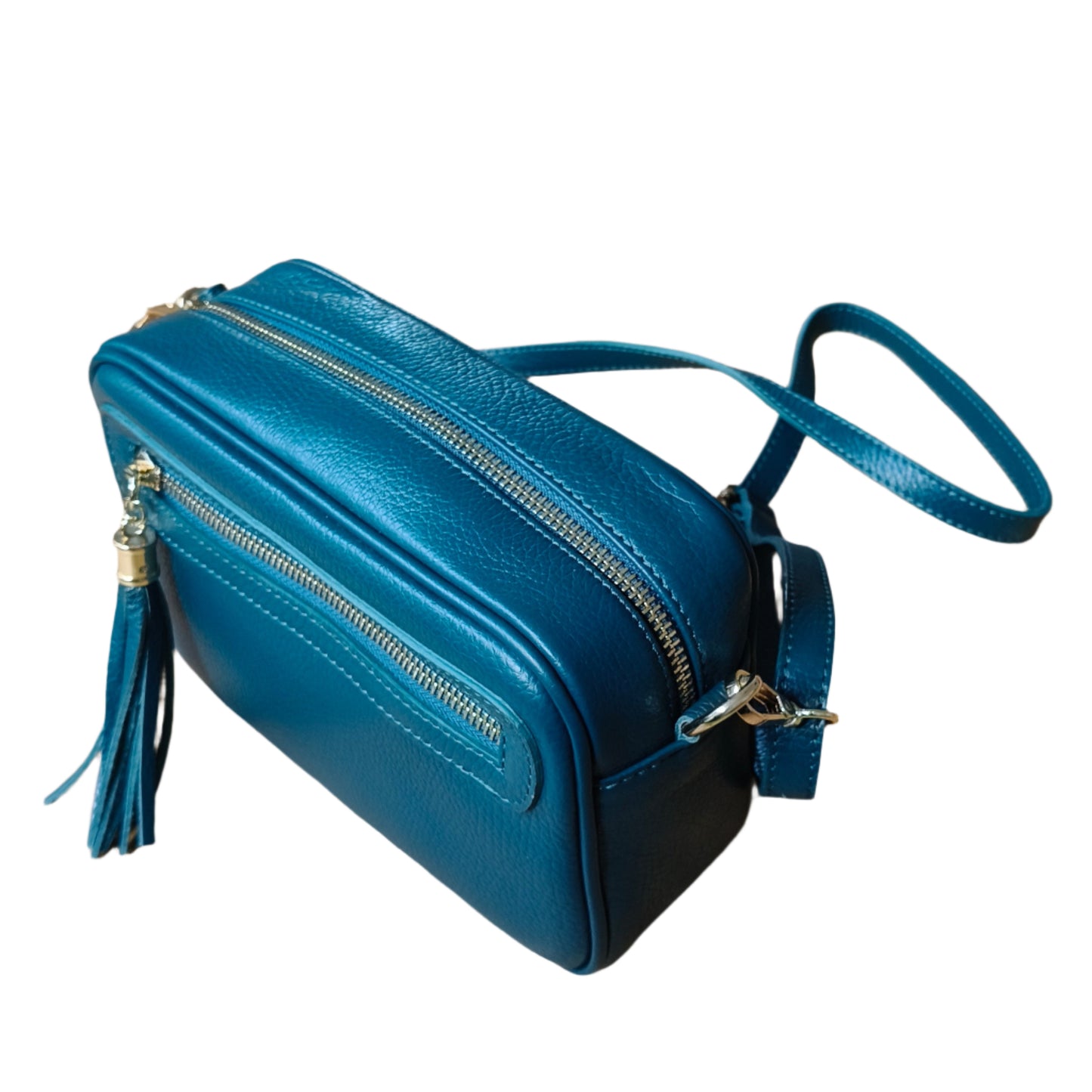 Dark teal soap box leather bag